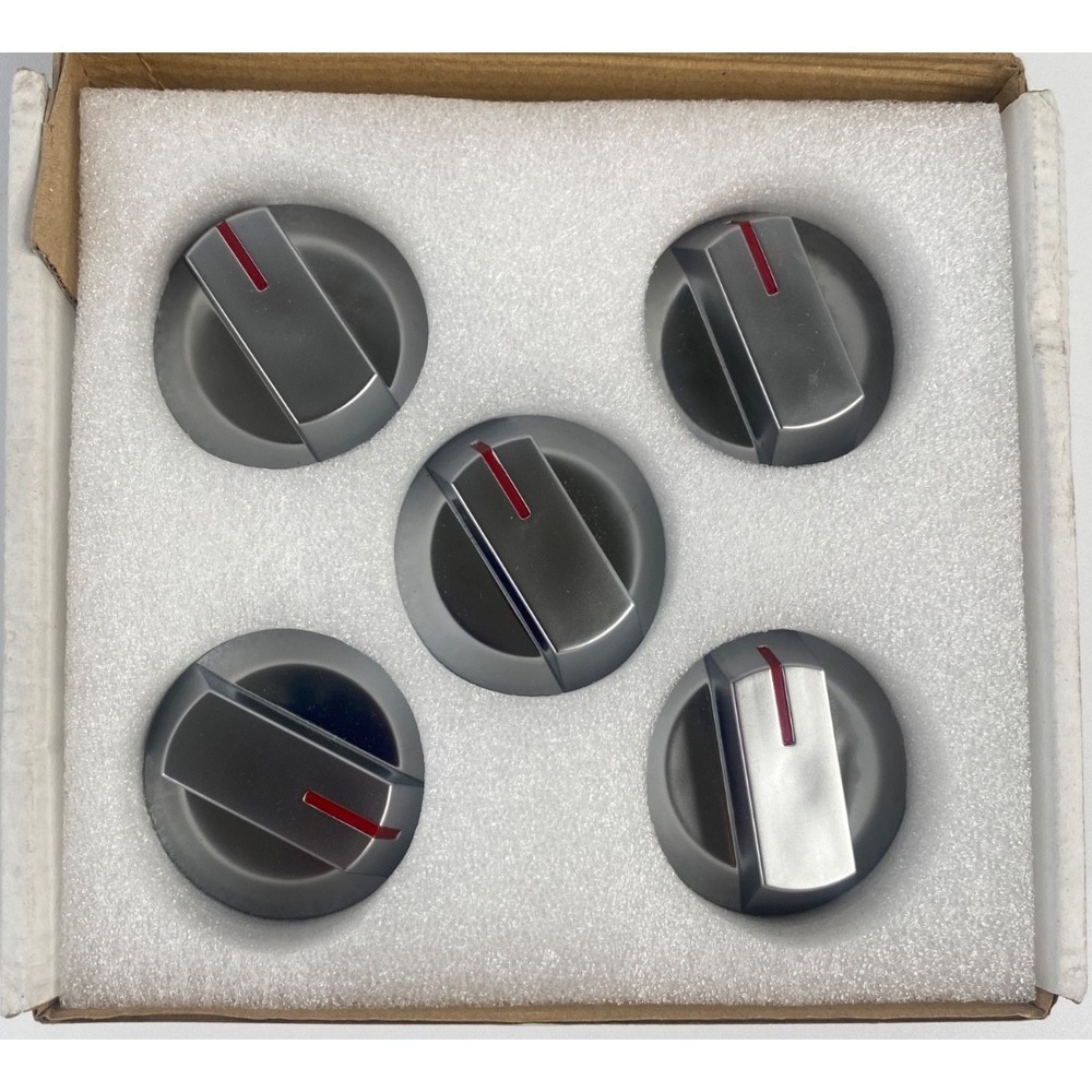 AMI PARTS DG94-02773A Range Burner Control Knobs Set of 5 Stainless Steel Finish